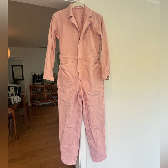 Alex Mill Herringbone Standard Blush Pink Jumpsuit XS - Picture 5 of 9